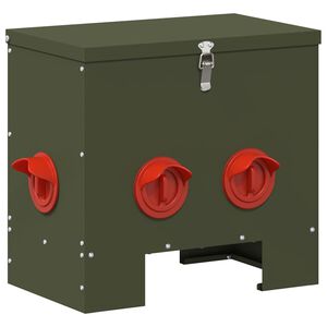 vidaXL H&ouml;nsfodertr&aring;g Olivgr&ouml;n 40,5 x 25 x 38 cm 20 kg Kallvalsat St&aring;l