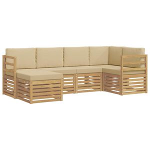 vidaXL Utomhussoffset 6 pcs Vit och Beige Polyester