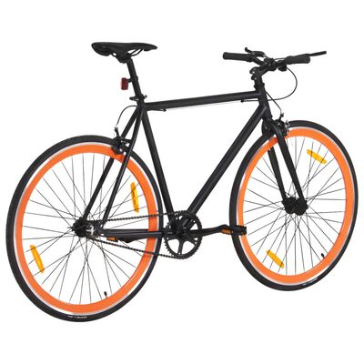 vidaXL Fixed gear cykel svart och orange 700c 51 cm