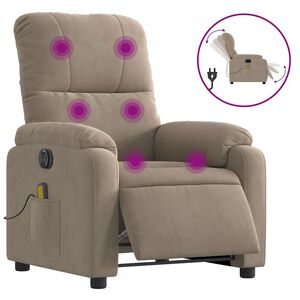 vidaXL Elektrisk massagef&aring;t&ouml;lj taupe mikrofibertyg