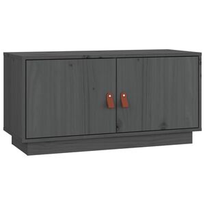 vidaXL Tv-b&auml;nk gr&aring; 80x34x40 cm massiv furu