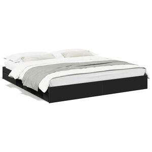 vidaXL S&auml;ngram med l&aring;dor svart 200x200 cm konstruerat tr&auml;