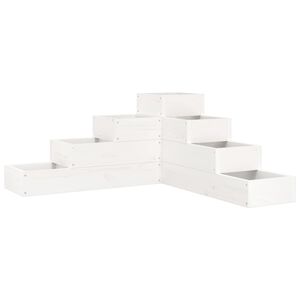 vidaXL Odlingsl&aring;da 4 niv&aring;er 80,5x79x36 cm vit massiv furu