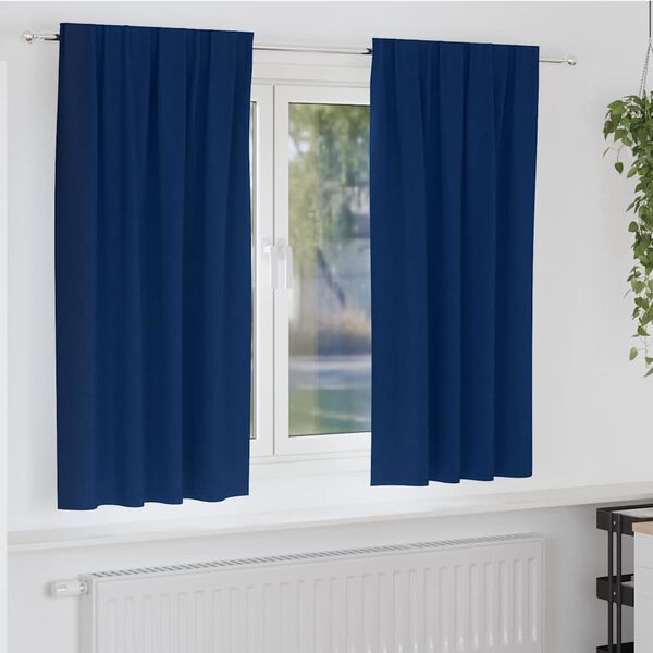 vidaXL M&ouml;rkl&auml;ggningsgardiner med Ringar 2 pcs M&ouml;rkbl&aring; 175 x 140 cm