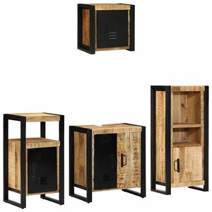 vidaXL Badrumsm&ouml;belset 4 st Brun och svart 55 x 35 x 60 cm