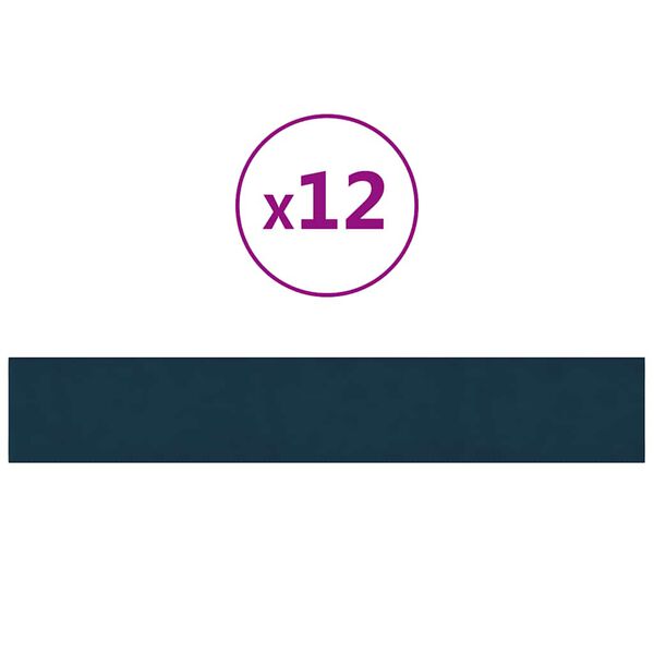 vidaXL V&auml;ggpaneler 12 st bl&aring; 90x15 cm sammet 1,62 m&sup2;