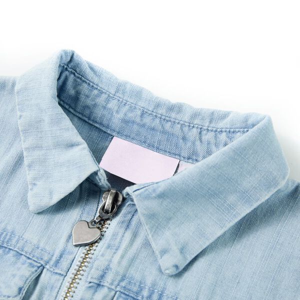 Barnbody med korta ärmar mjuk blå 140