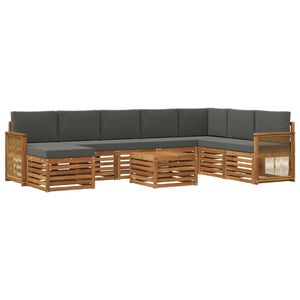 vidaXL Utomhussoffset med kudde 7 pcs Naturlig och Antracit
