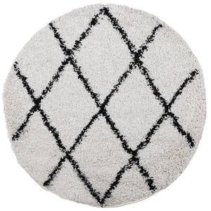 vidaXL Ryamatta PAMPLONA l&aring;ng lugg modern gr&auml;ddvit & svart &Oslash; 280 cm