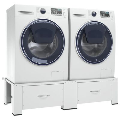 vidaXL Dubbel förhöjningssockel för tvättmaskin torktumlare lådor vit