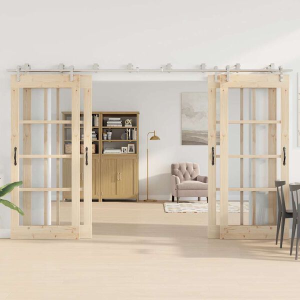 vidaXL Skjutdörrsbeslag 366 cm rostfritt stål silver