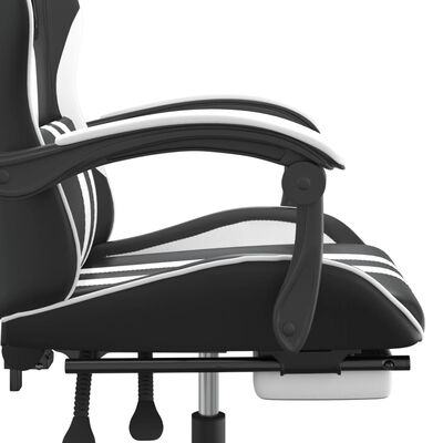 vidaXL Gamingstol med fotstöd svart och vit konstläder