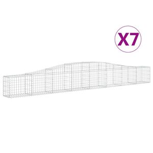 vidaXL Gabioner b&aring;gformade 7 st 400x30x40/60 cm galvaniserat j&auml;rn
