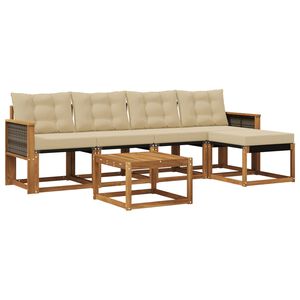vidaXL Utomhussoffset med kudde 6 pcs Naturlig och Beige