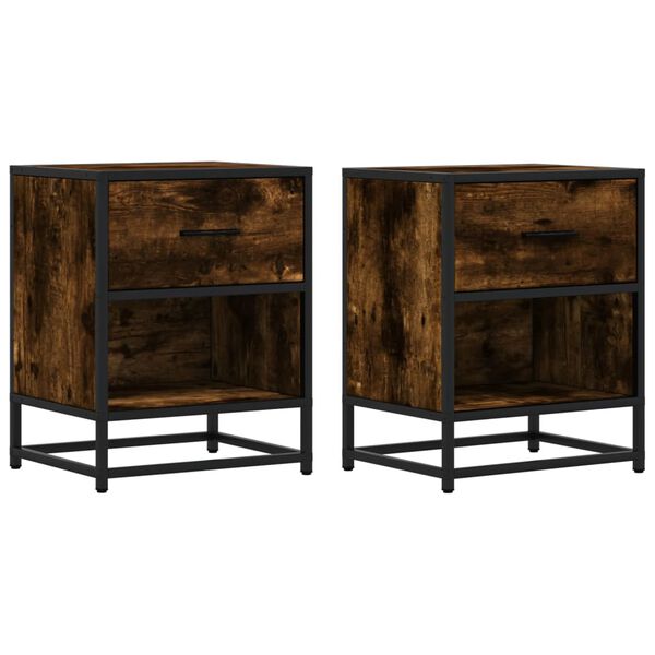 vidaXL Sängbord 2 st rökfärgad ek 40x31x50 cm konstruerat trä