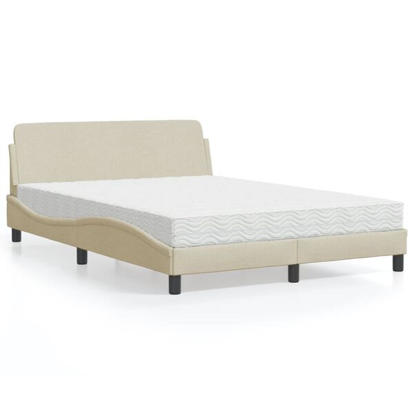 vidaXL Bed with Mattress "Dover" Cream 140x200 cm Fabric