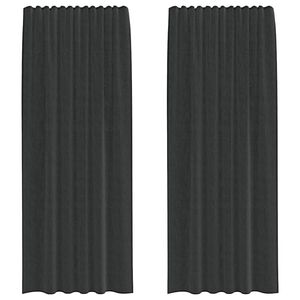 vidaXL Voile gardiner med st&aring;ngfickor 2 st svart