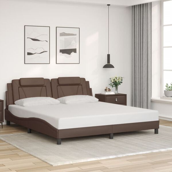 vidaXL Bed Frame "Viana" with LED without Mattress Brown 180x200 cm