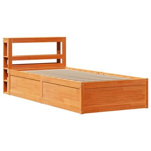 vidaXL S&auml;ngram med huvudgavel vaxbrun 75x190 cm massiv furu