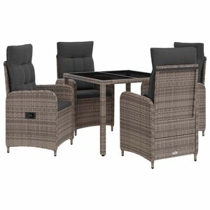 vidaXL Utomhusmatbord 5 pcs Ljusgr&aring; och m&ouml;rkgr&aring; 90 x 90 x 75 cm