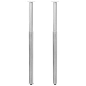 2 Teleskopiska bordsben i rostfritt st&aring;l 710 mm-1100 mm