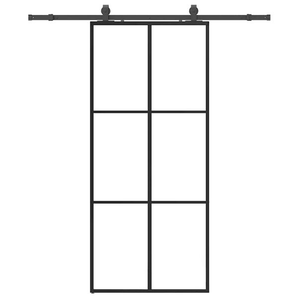 vidaXL Skjutdörr med beslag svart 90x205 cm ESG-glas