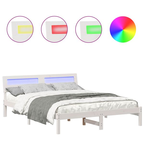 vidaXL S&auml;ngram med huvudgavel Vit 150 x 200 cm Massiv furu