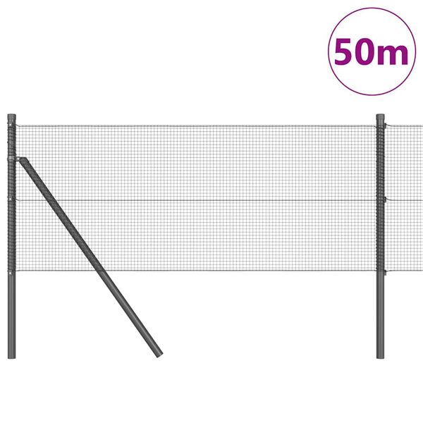 vidaXL Stängselstolpe Grå 50 x 0,4 m (12 x 12 mm mesh) Stål och PVC