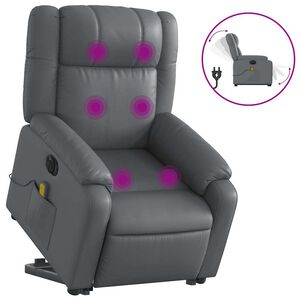 vidaXL Massagef&aring;t&ouml;lj med uppresningshj&auml;lp gr&aring; konstl&auml;der