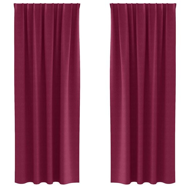 vidaXL M&ouml;rkl&auml;ggningsgardiner med Ringar 2 pcs Vinr&ouml;d 260 x 140 cm