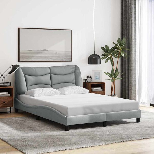 vidaXL Bed Frame without Mattress "Hvar" Light Grey 120x200 cm Fabric