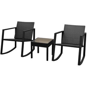 vidaXL Caf&eacute;set 3 delar konstrotting svart