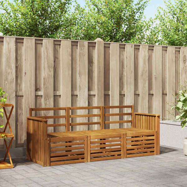 vidaXL Soffgrupper 3 pcs Naturf&auml;rg Massivt Akaciatr&auml;