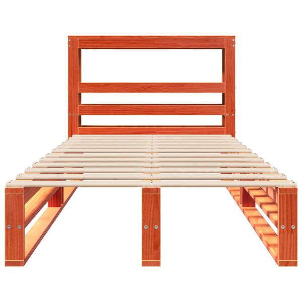 vidaXL S&auml;ngram utan madrass vaxbrun 100x200 cm massiv furu