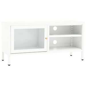 vidaXL TV-b&auml;nk vit 90x30x44 cm st&aring;l och glas