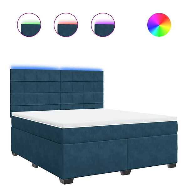 vidaXL Rams&auml;ng med madrass bl&aring; 180x200 cm sammet