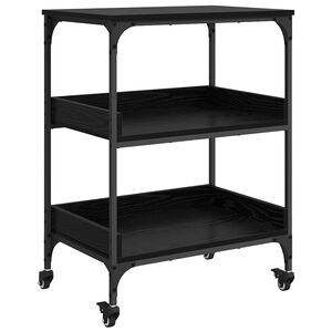 vidaXL K&ouml;ksvagn Svart Ek 60 x 41 x 80.5 cm Konstruerat tr&auml;