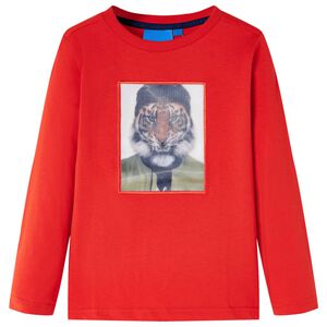 vidaXL T-shirt med l&aring;nga &auml;rmar f&ouml;r barn r&ouml;d 128