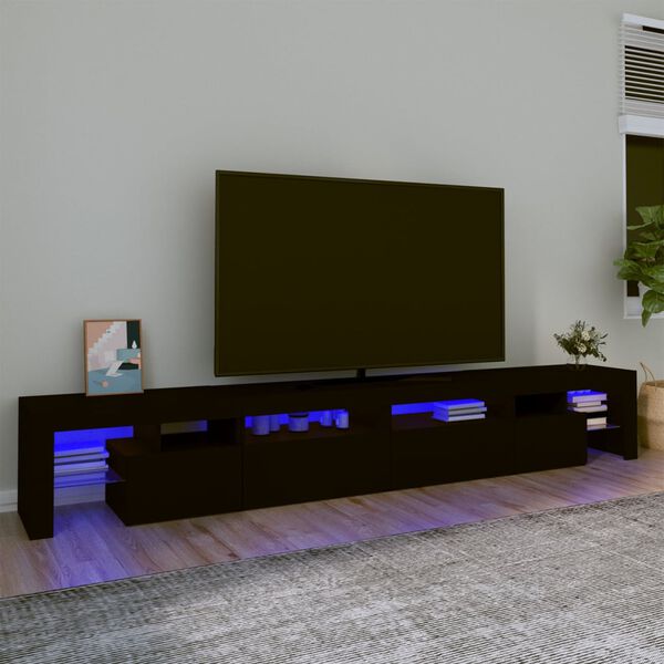 vidaXL Tv-b&auml;nk med LED-belysning svart 260x36,5x40 cm