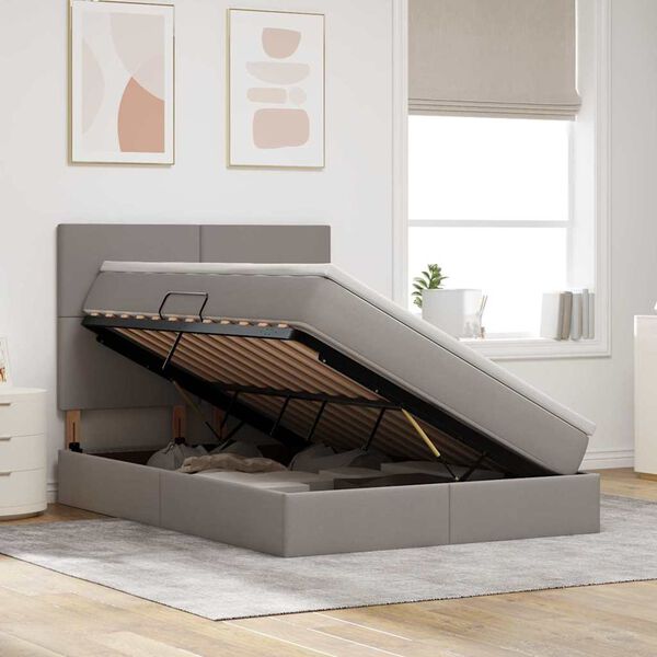 vidaXL F&ouml;rvaringss&auml;ng med madrass Taupe 140 x 190 cm Polyester