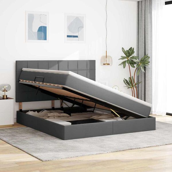 vidaXL F&ouml;rvaringss&auml;ng med LED med led M&ouml;rkgr&aring; 160 x 200 cm Polyester