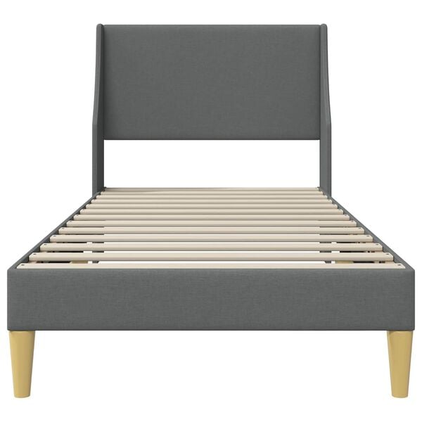 vidaXL S&auml;ngram med huvudgavel M&ouml;rkgr&aring; 100 x 200 cm tyg