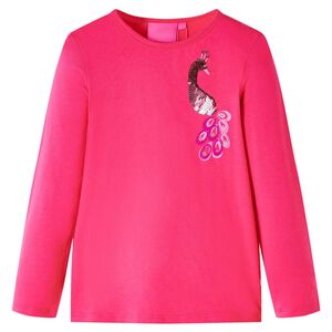 T-shirt med l&aring;nga &auml;rmar f&ouml;r barn stark rosa 104