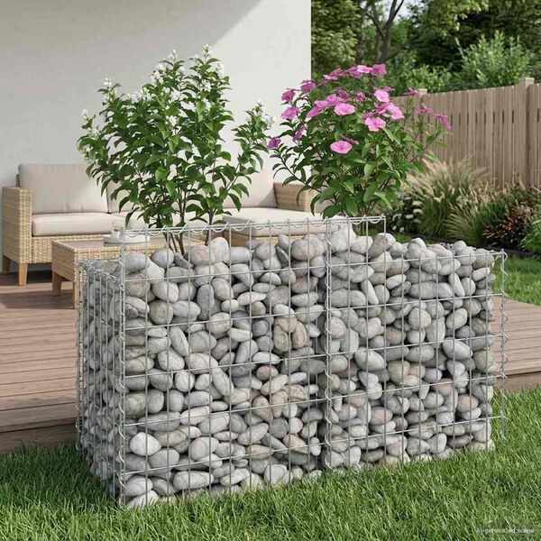 vidaXL Gabion upph&ouml;jd s&auml;ng Silver 100 x 50 x 60 cm Galvaniserat St&aring;l