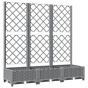 vidaXL Odlingsl&aring;da med spalj&eacute; ljusgr&aring; 120x40x121,5 cm PP
