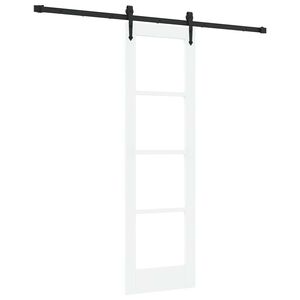 vidaXL Skjutd&ouml;rr Vit och svart 61 x 198,5 cm Massivt talltr&auml; och glas