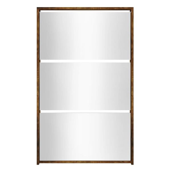 vidaXL Skoskåp med 3 skåp rökfärgad ek 63x17x102,5 cm