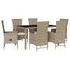 vidaXL Matgrupp f&ouml;r tr&auml;dg&aring;rden med dynor 7 delar beige konstrotting