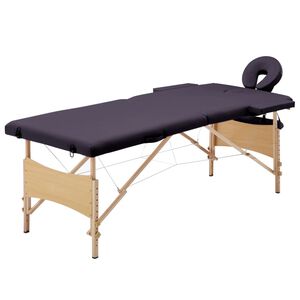 vidaXL Hopf&auml;llbar massageb&auml;nk 2 sektioner tr&auml; lila