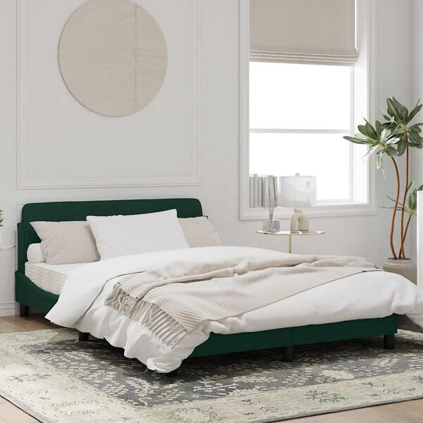 vidaXL Bed Frame "Dover" Dark Green 140x190 cm Velvet